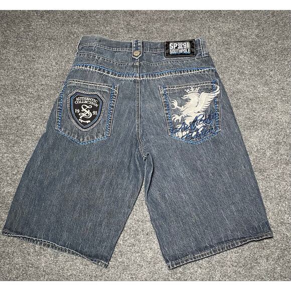Southpole Other - Y2K Southpole Baggy Jorts Grunge Embroidered Vintage Jean Shorts Men's Sz 36
